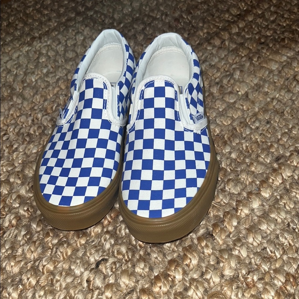 Vans Kids Blue Checkered Slip-On Shoes